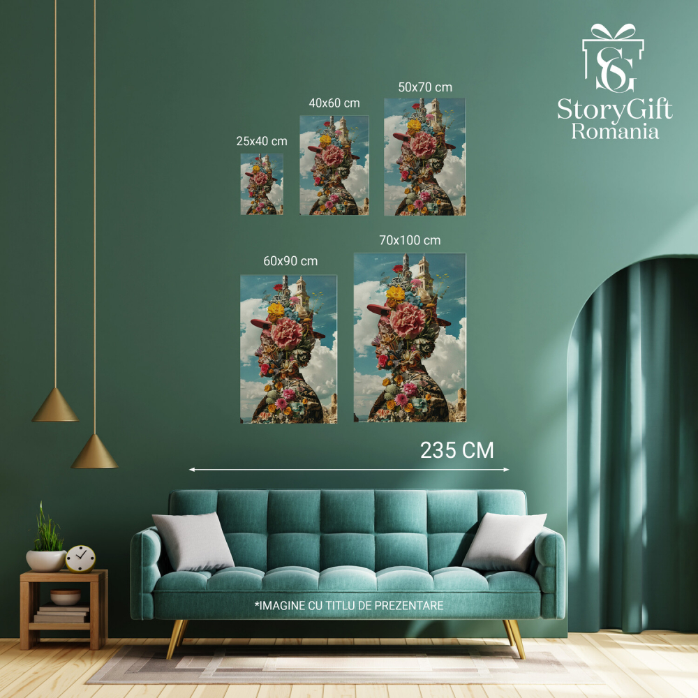 Sculptură Florală cu Castel în Ruine la Malul Mării - Pictură Digitală, Marime 40x25CM [3]