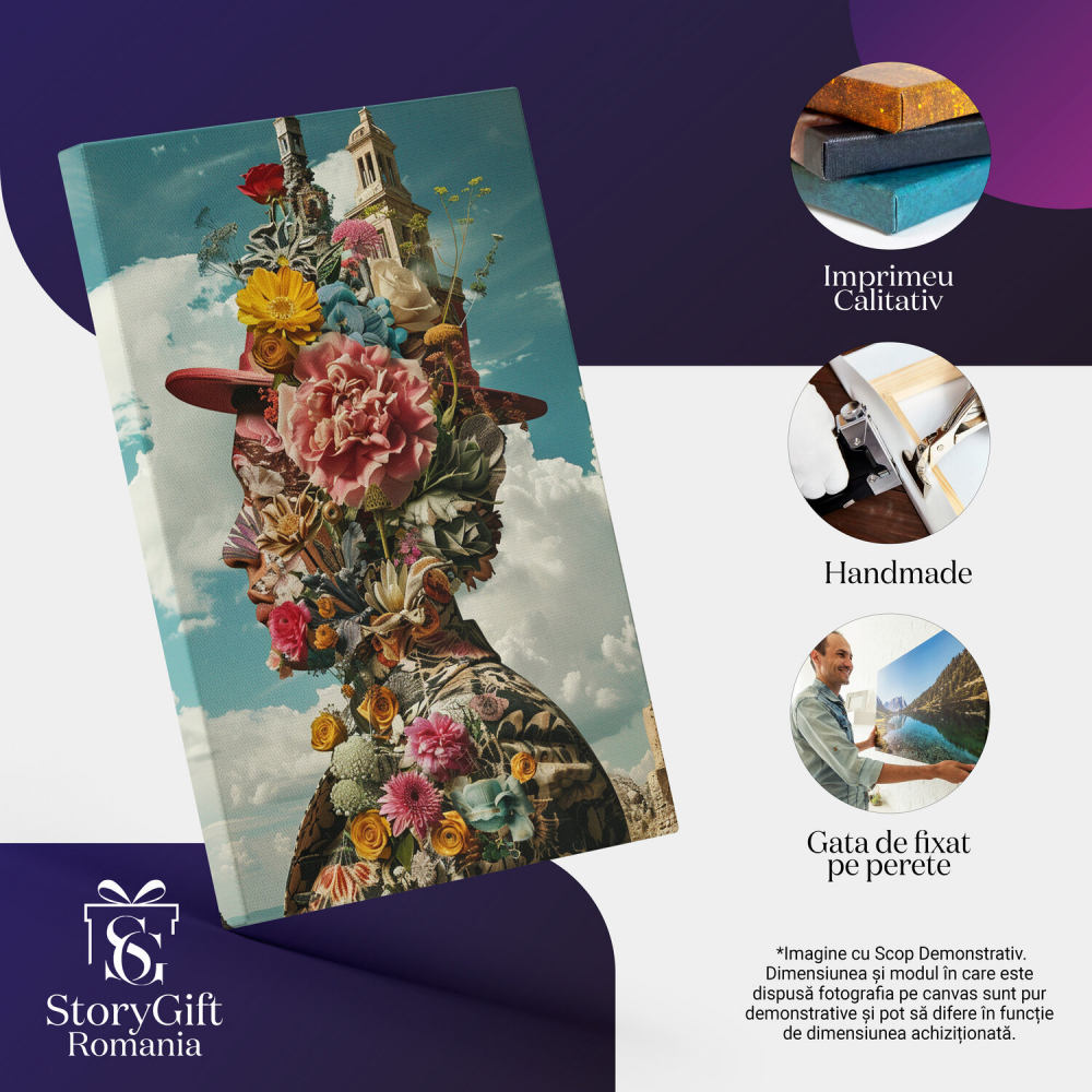 Sculptură Florală cu Castel în Ruine la Malul Mării - Pictură Digitală, Marime 40x25CM [2]