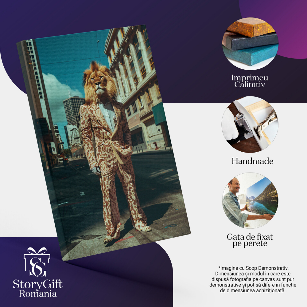 Șeful Leu în Costum - Tablou Canvas Digital, Marime 40x25CM [2]
