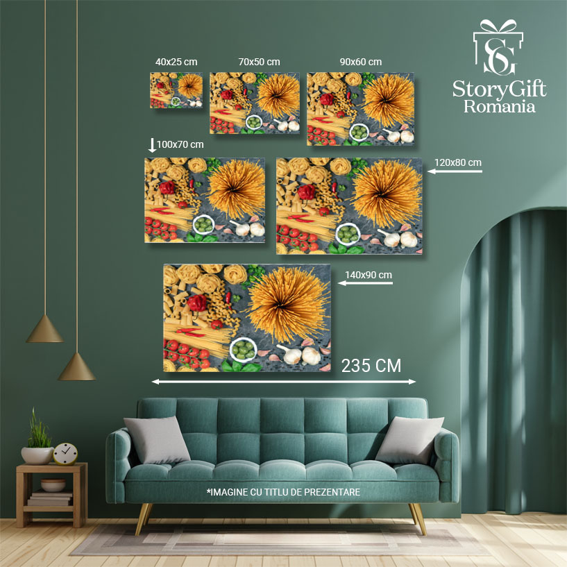 Tablou Canvas Selectie de Paste Italiene, Paste Uscate, mancare, paste, ingrediente, Italia, bucatarie. 3980 40x25CM [5]