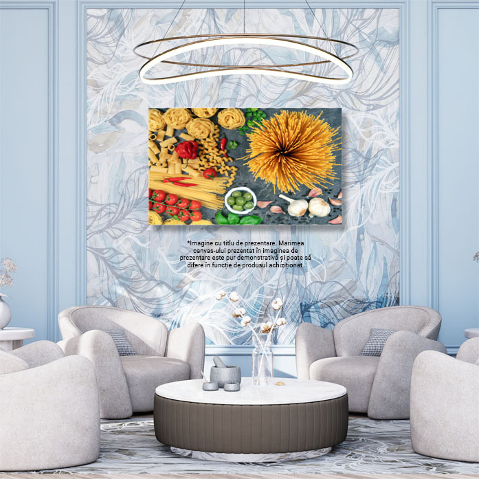 Tablou Canvas Selectie de Paste Italiene, Paste Uscate, mancare, paste, ingrediente, Italia, bucatarie. 3980 40x25CM [3]