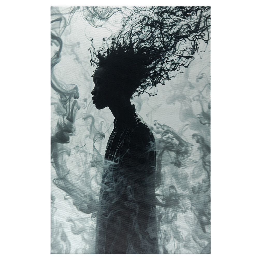 Silueta Furată de Fumul Dens - Fermitate în Vâltoarea Fumului Negru, Marime 40x25CM [1]