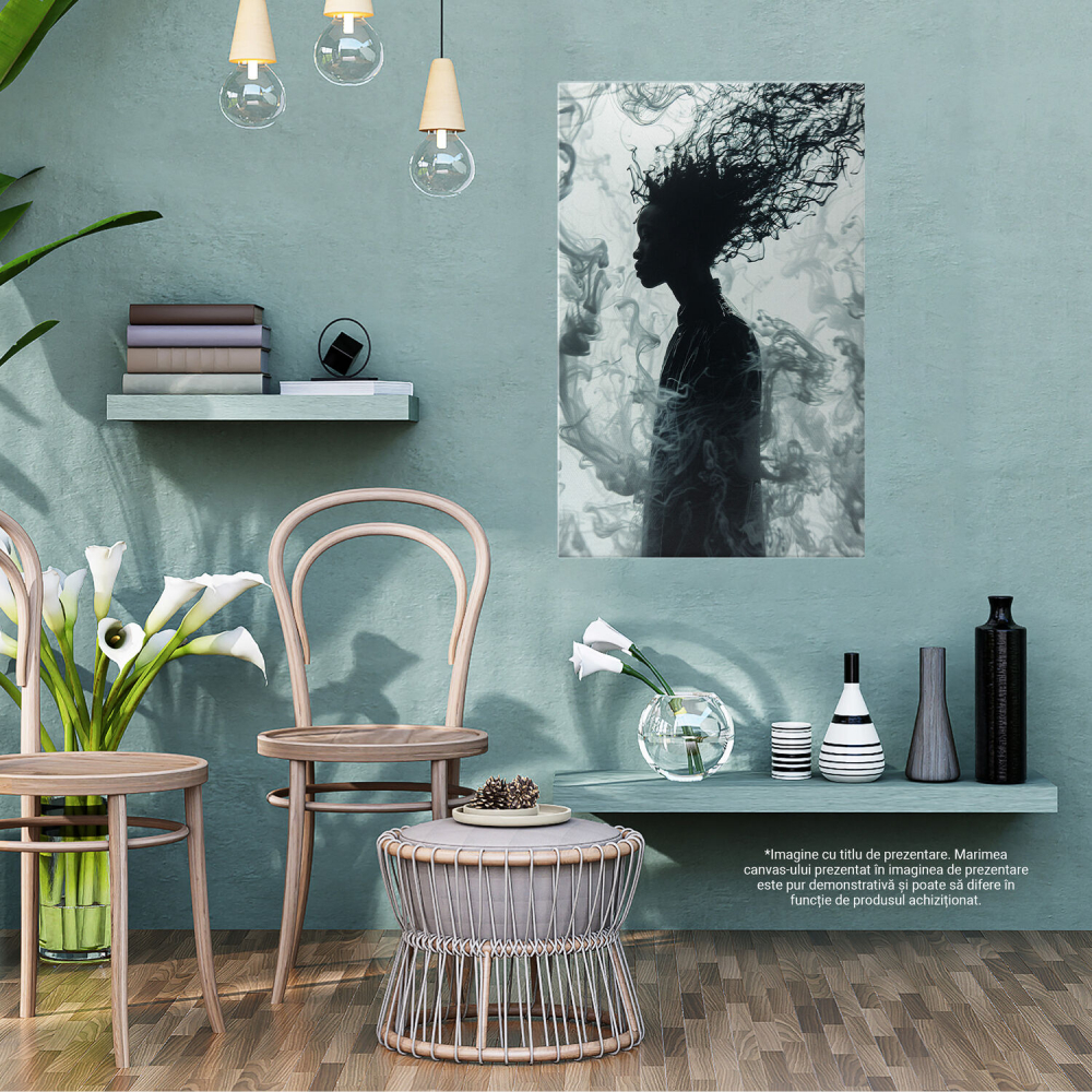 Silueta Furată de Fumul Dens - Fermitate în Vâltoarea Fumului Negru, Marime 40x25CM [3]