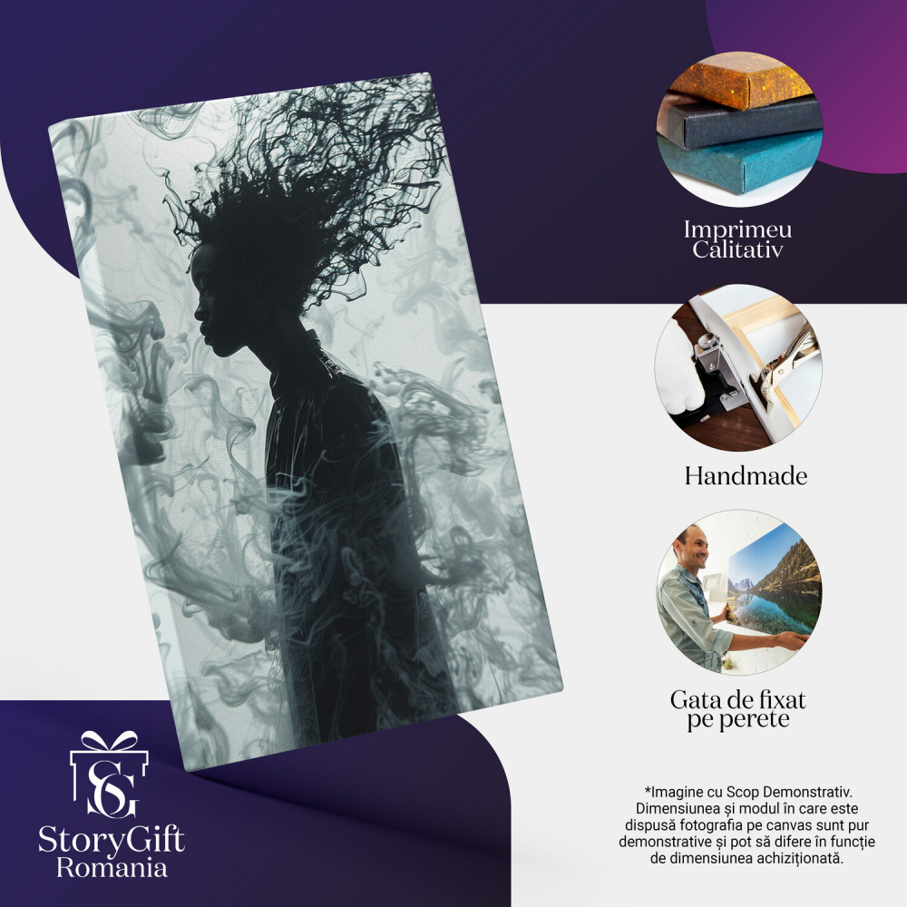 Silueta Furată de Fumul Dens - Fermitate în Vâltoarea Fumului Negru, Marime 40x25CM [2]