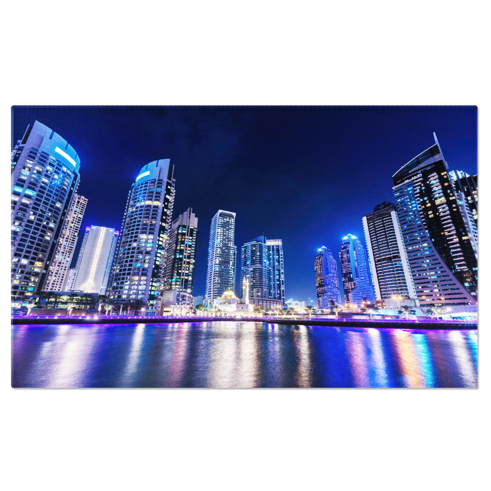 Tablou Canvas: Silueta Modernă a Orașului Dubai la Noapte, Marime 40x25CM [1]