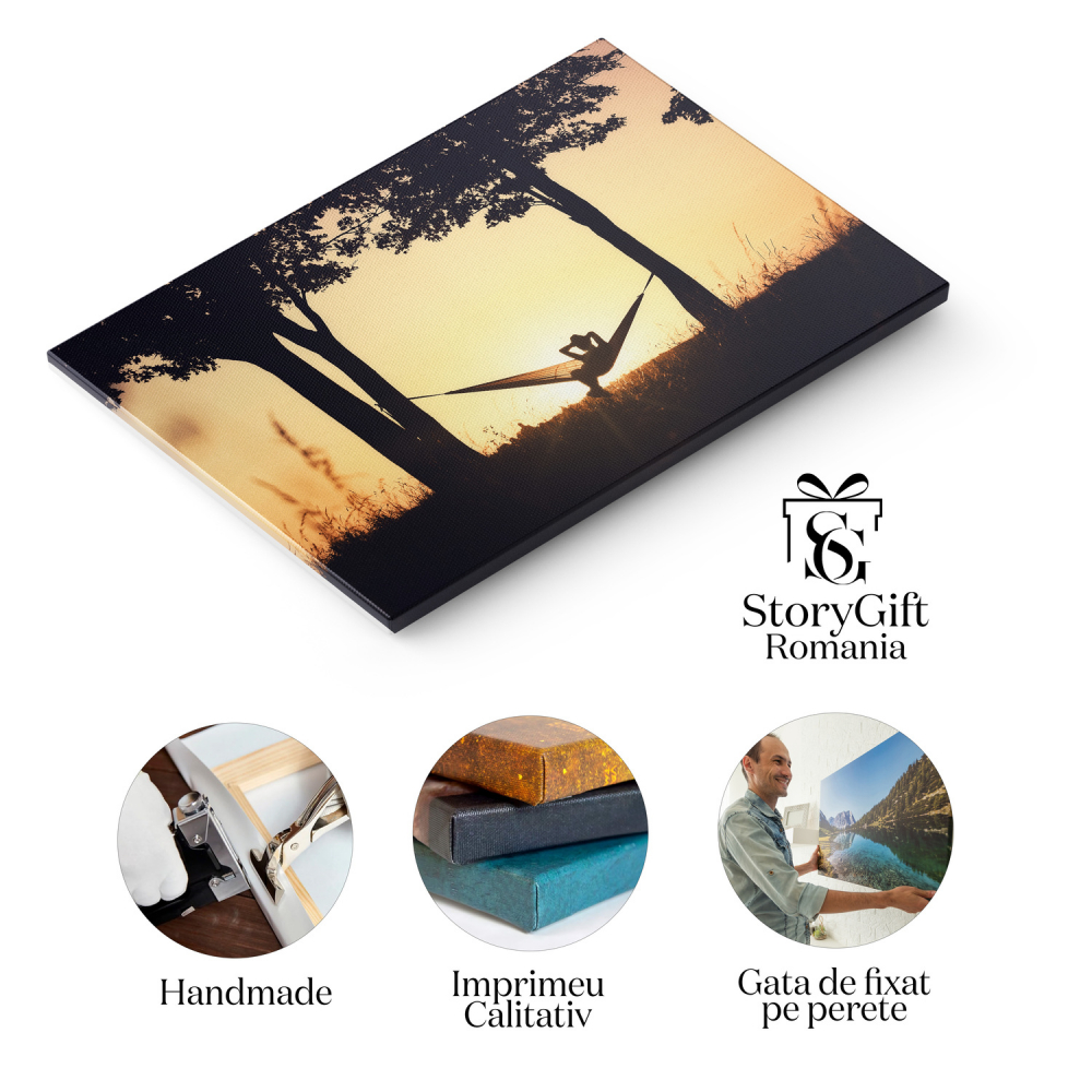 Silueta unei Fete într-un Hamac între Copaci - Relaxare în Natură, Marime 40x25CM [2]