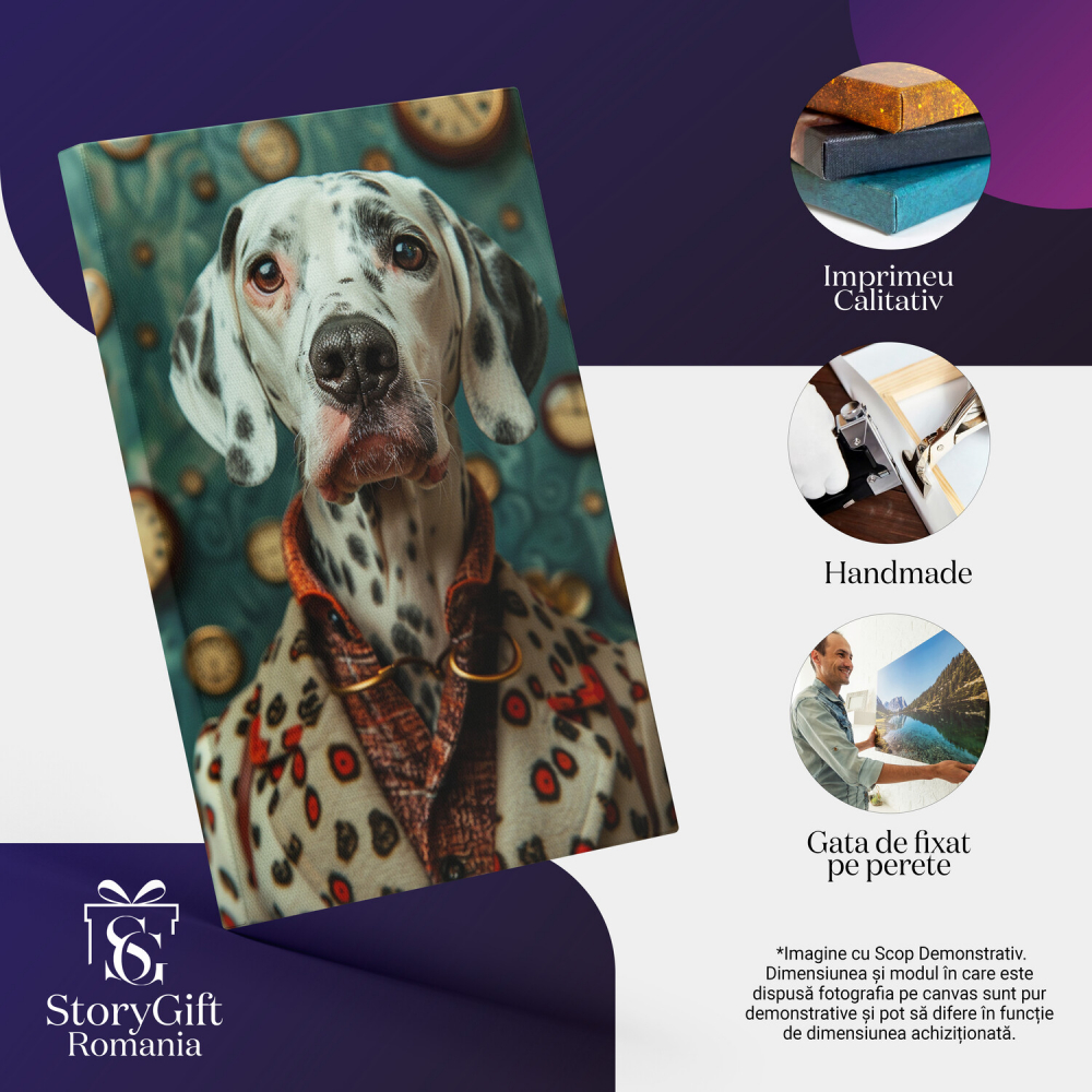 Câine Alb cu Pete Negre - Tablou Canvas, Marime 40x25CM [2]