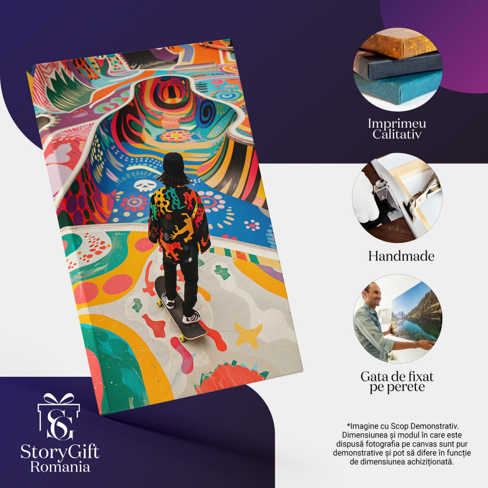 Tablou Canvas - Skateboarder în Aventură pe Rampă, Marime 40x25CM [2]