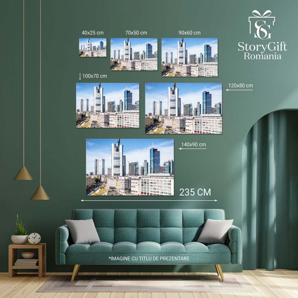 Skyline-ul Frankfurtului cu Râul Main 2023, Marime 40x25CM [4]