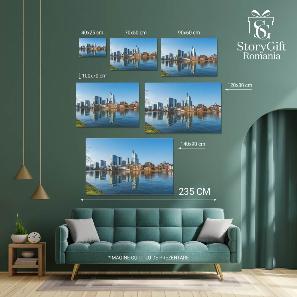Skyline Frankfurt cu Râul Main și Clădiri 2023, Marime 40x25CM [4]