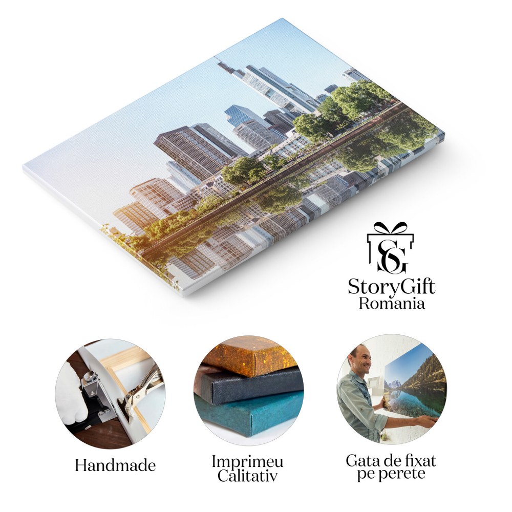 Skyline-ul Frankfurtului Noaptea 2023, Marime 40x25CM [2]