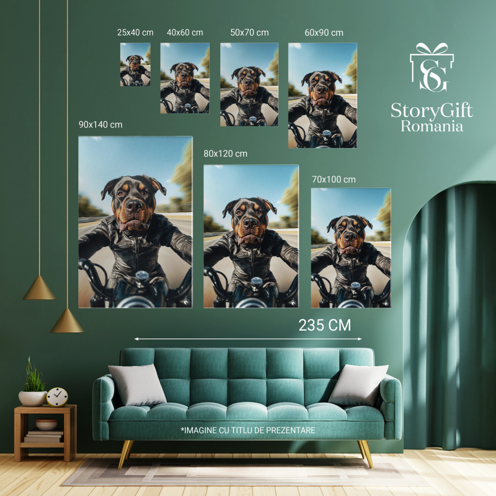  Tablou Canvas Personalizat Șofer Pe Motocicletă Conducând Cu VitezăMarime 40x25CM [6]