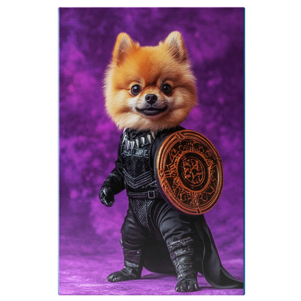  Tablou Canvas Personalizat Super Erou Cu Armura Neagră Și Scut AuriiMarime 40x25CM [1]