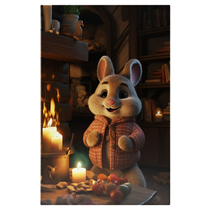 Tablou Canvas:  Soricel la Masa O Gustare intr-o Atmosfera Calduroasa - Fotografie de Animale Pictura Digitala 40x25CM [1]