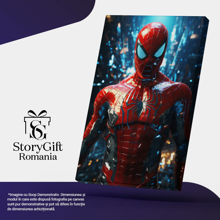 Tablou Canvas:  SpiderMan în Costum Roșu- Desene Animate Pictura Digitala 40x25CM [5]