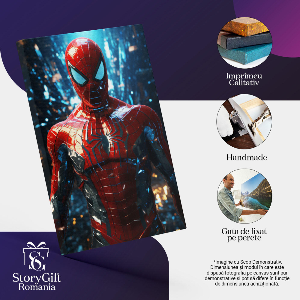 Tablou Canvas:  SpiderMan în Costum Roșu- Desene Animate Pictura Digitala 40x25CM [3]