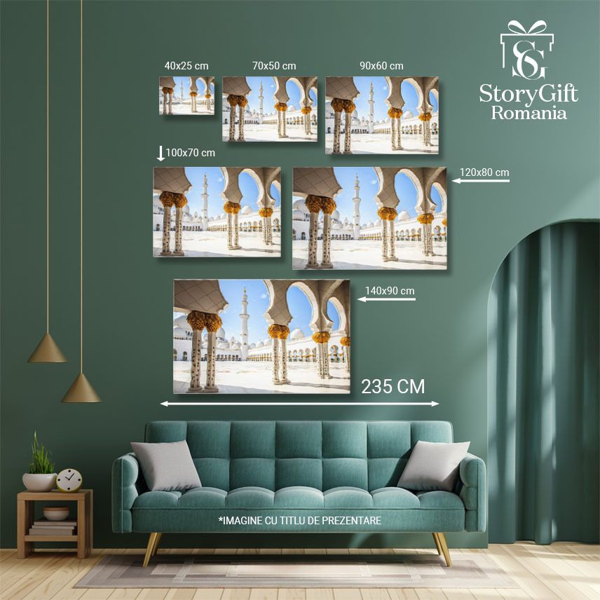 Tablou Canvas - Splendoarea Arhitecturala a Moscheei Sheikh Zayed: Arce, Marmura si Detalii de Lux in Abu Dhabi 40x25CM [5]