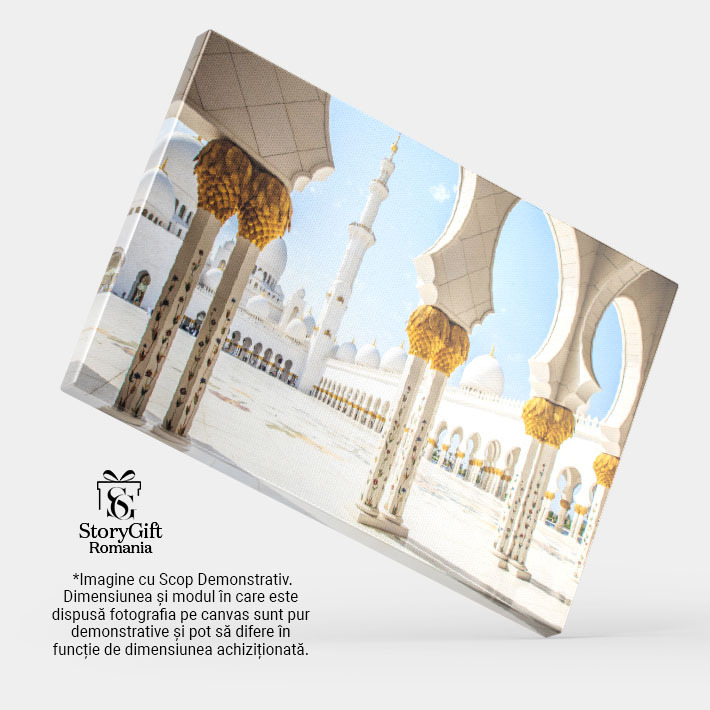 Tablou Canvas - Splendoarea Arhitecturala a Moscheei Sheikh Zayed: Arce, Marmura si Detalii de Lux in Abu Dhabi 40x25CM [4]