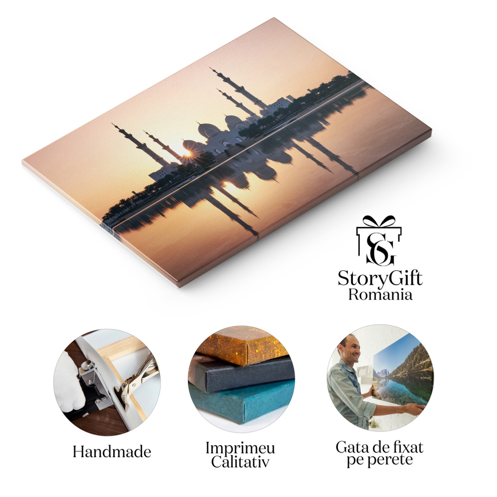 Tablou Canvas: Reflexia Splendorii Moscheei Sheikh Zayed, Marime 40x25CM [2]