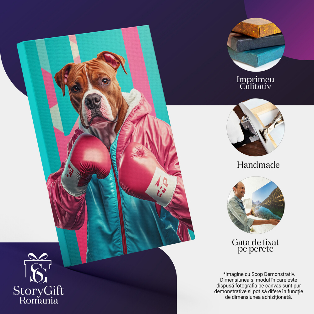  Tablou Canvas Personalizat Sportiv De Box În Ținută Stradală ColoratăMarime 140x90CM [4]