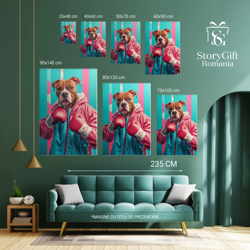  Tablou Canvas Personalizat Sportiv De Box În Ținută Stradală ColoratăMarime 140x90CM [6]