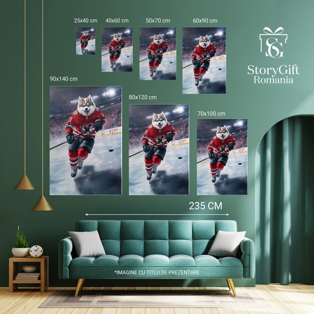  Tablou Canvas Personalizat Sportiv Pe Gheață Cu Echipament RoșuMarime 40x25CM [6]