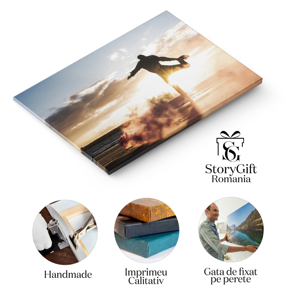 Tablou Canvas: Sportiv în Mișcare - Apusul Inspirator, Marime 40x25CM [2]