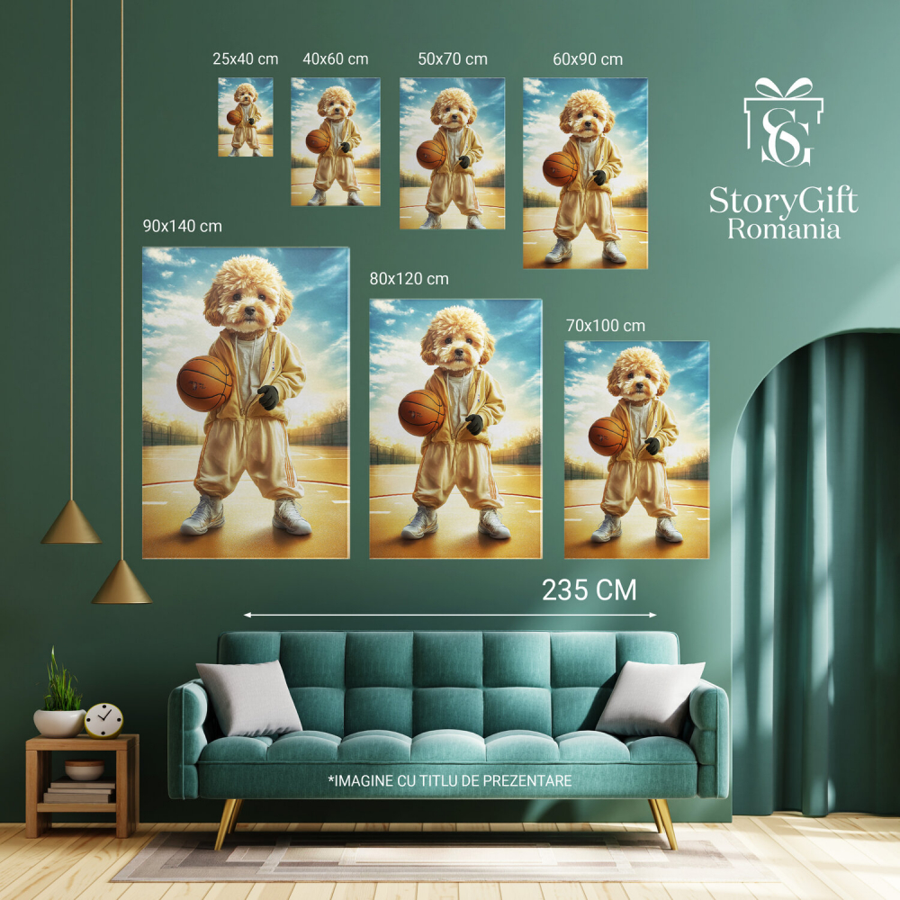 Tablou Canvas Personalizat Sportiv Pe Teren De Baschet Cu Trening GalbenMarime 40x25CM [6]