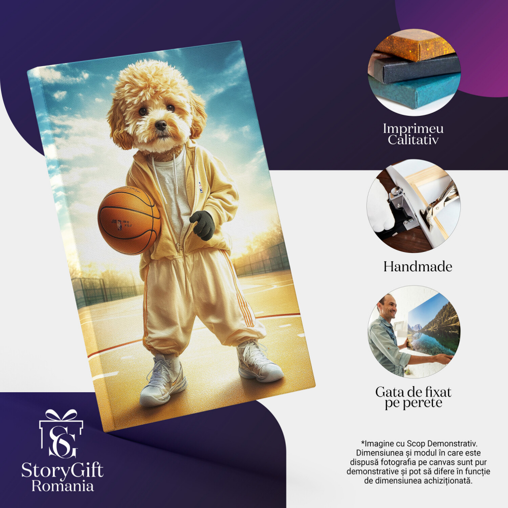  Tablou Canvas Personalizat Sportiv Pe Teren De Baschet Cu Trening GalbenMarime 40x25CM [4]