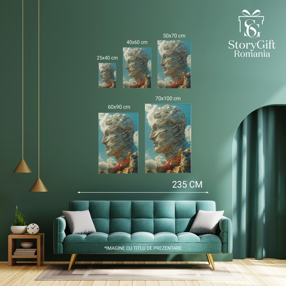 Statuie Chip Masculin pe Vârful unei Stânci cu Floricele Roz, Marime 40x25CM [4]