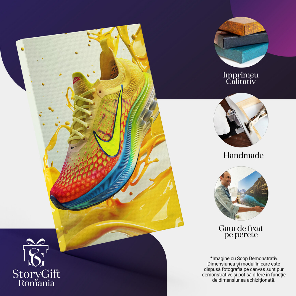 Tablou Canvas Stil și Confort Adidas Nike - Design Modern Pe Fundal Galben, Marime 40x25CM [2]
