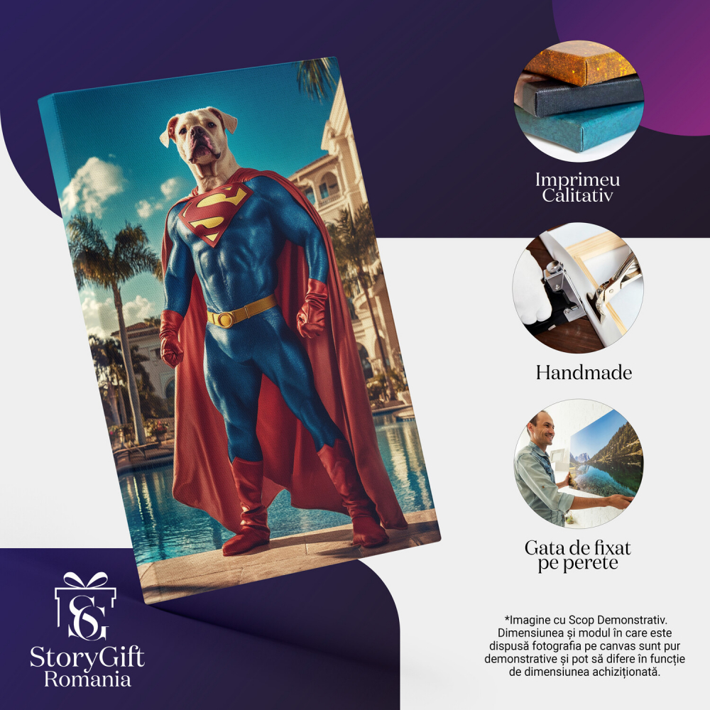  Tablou Canvas Personalizat Superman În Vila Cu Piscină Tropicală Gata De LuptăMarime 90x60CM [4]