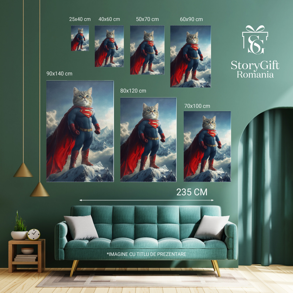  Tablou Canvas Personalizat Superman Gata De Luptă Deasupra Munților Cu ZăpadăMarime 40x25CM [6]
