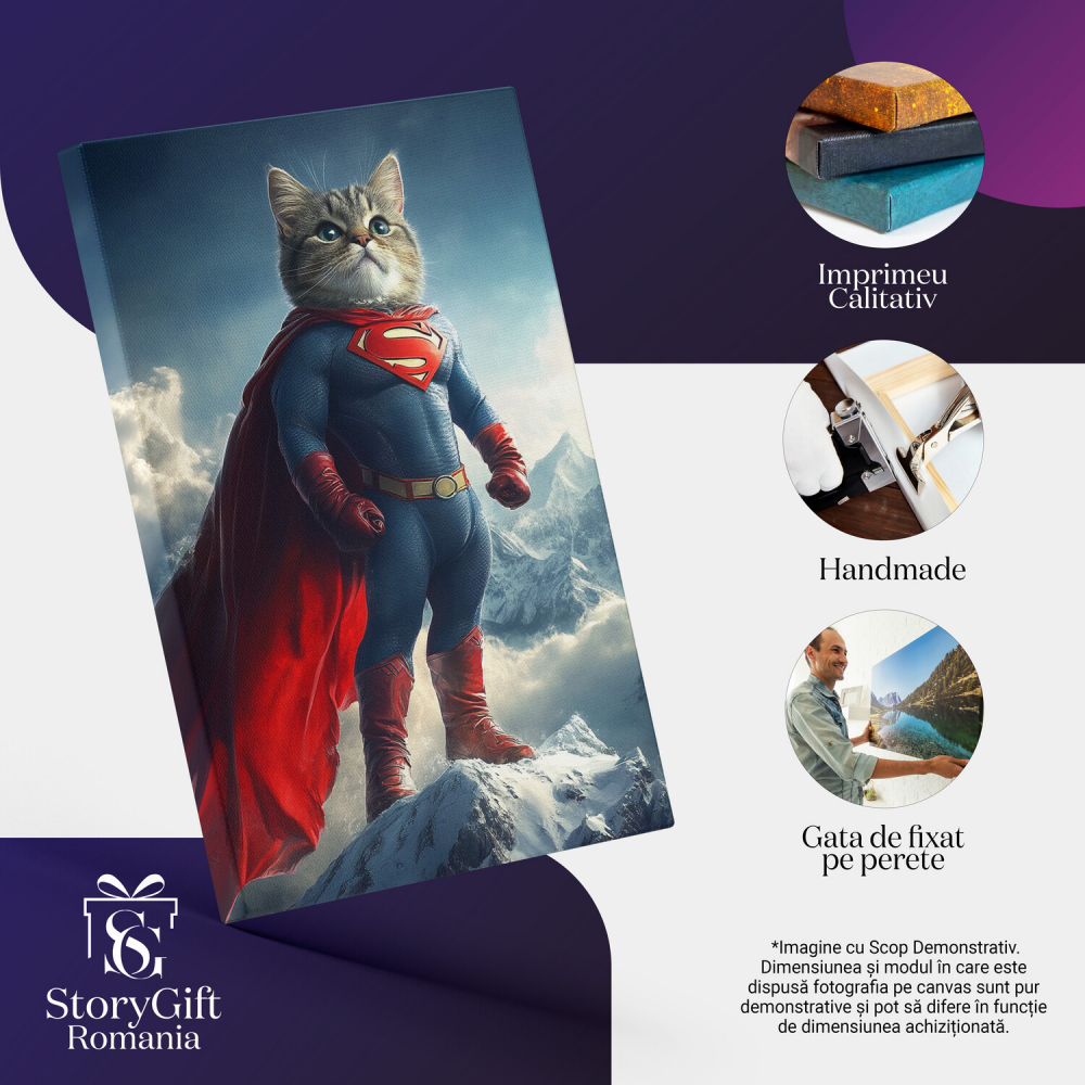  Tablou Canvas Personalizat Superman Gata De Luptă Deasupra Munților Cu ZăpadăMarime 40x25CM [4]