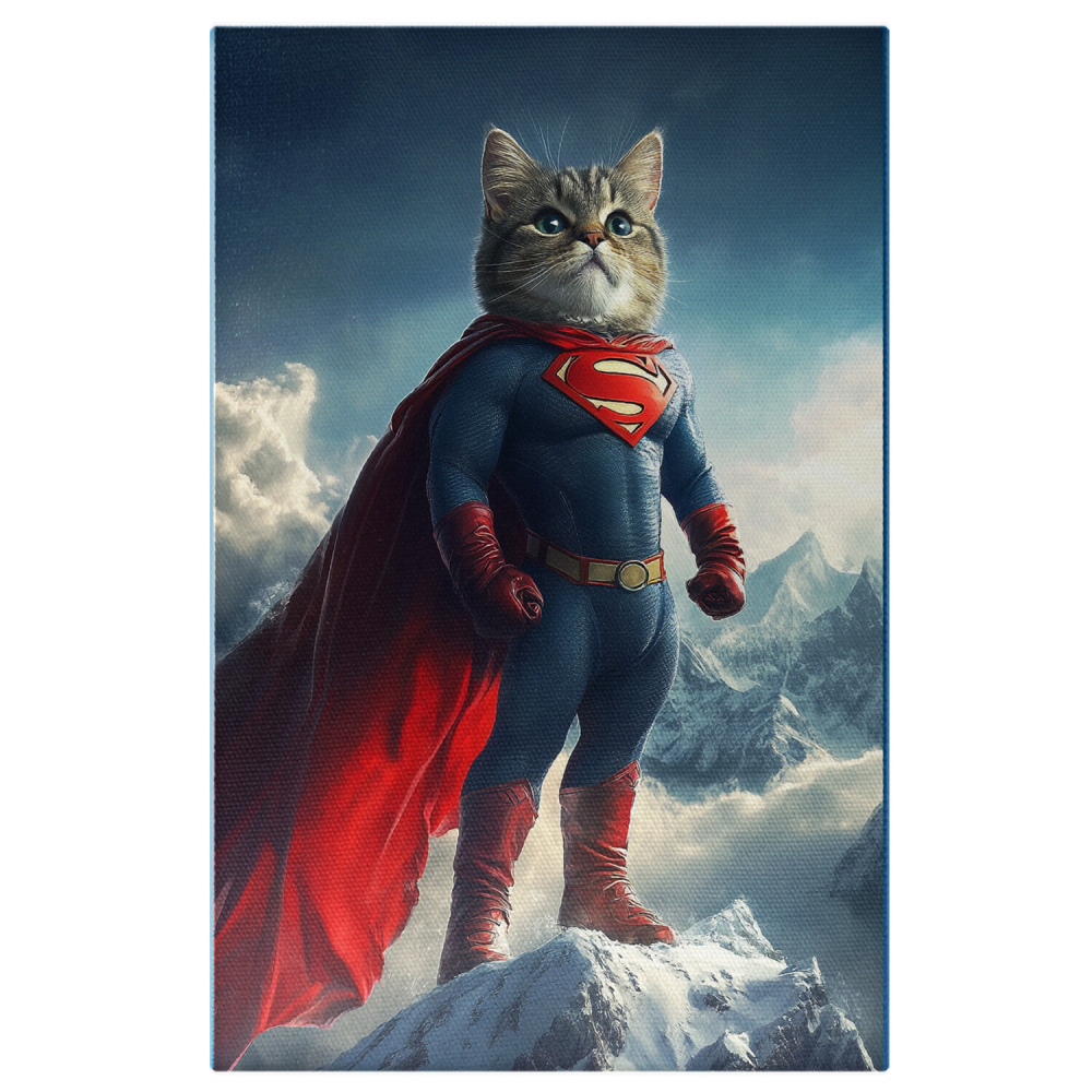  Tablou Canvas Personalizat Superman Gata De Luptă Deasupra Munților Cu ZăpadăMarime 40x25CM [1]