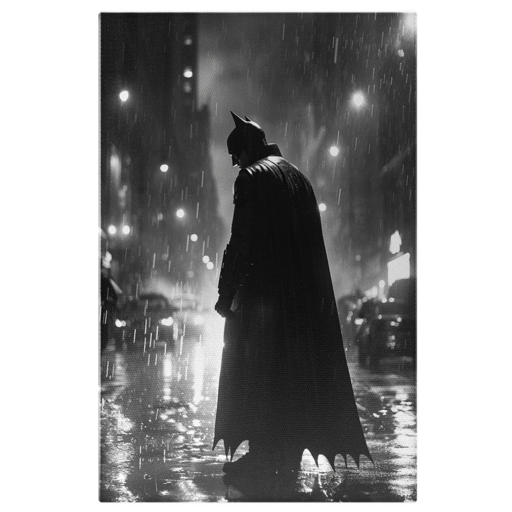 Supereroul Batman cu Pelerina Neagră în Ploaia Torențială - Pictură Digitală, Marime 40x25CM [1]
