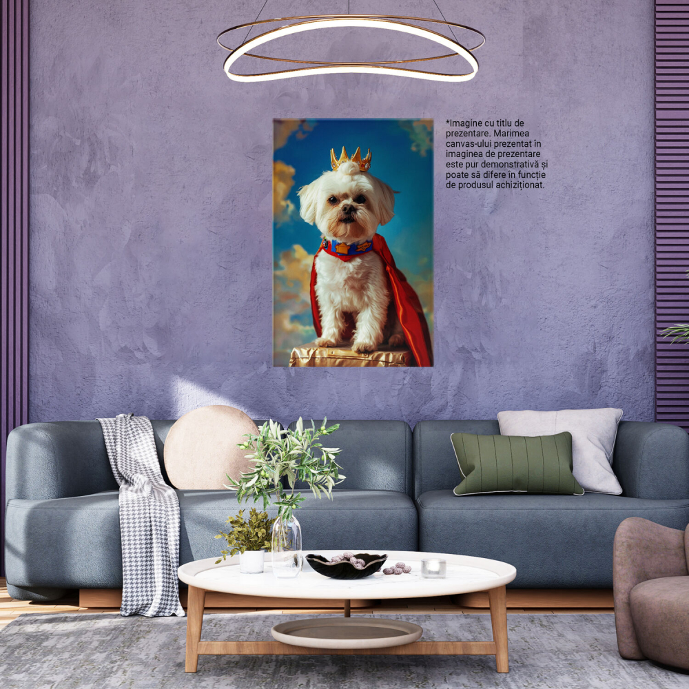 Tablou Canvas Căţelușul Maltis Supererou pe Podium în Ziua Senină | Artă Digitală, Marime 40x25CM [3]