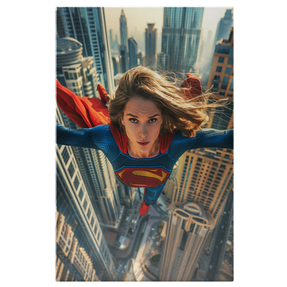 Superwoman în Acțiune - Artă Digitală cu Zbor și Înălțime, Marime 40x25CM [1]