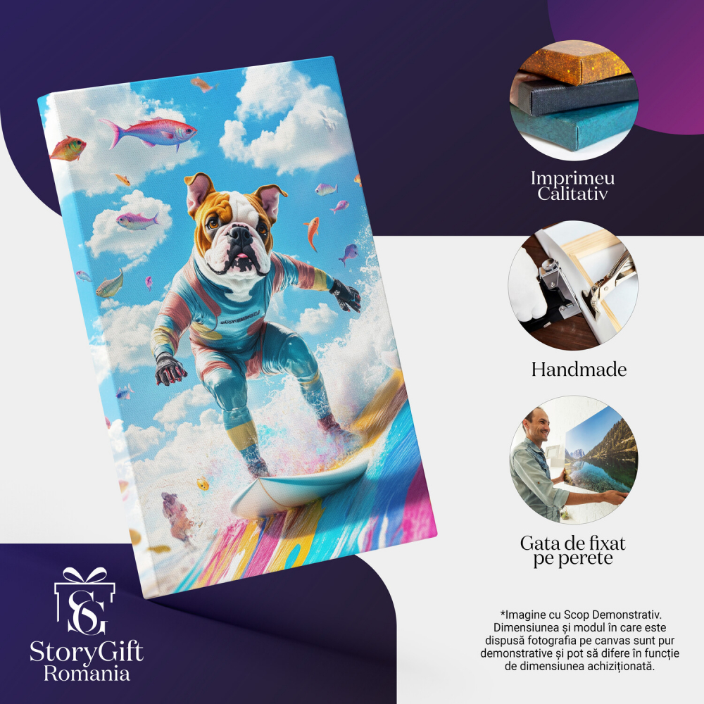 Surfer pe Valuri cu Costum Neon și Pești ZburătoriMarime 40x25CM [4]