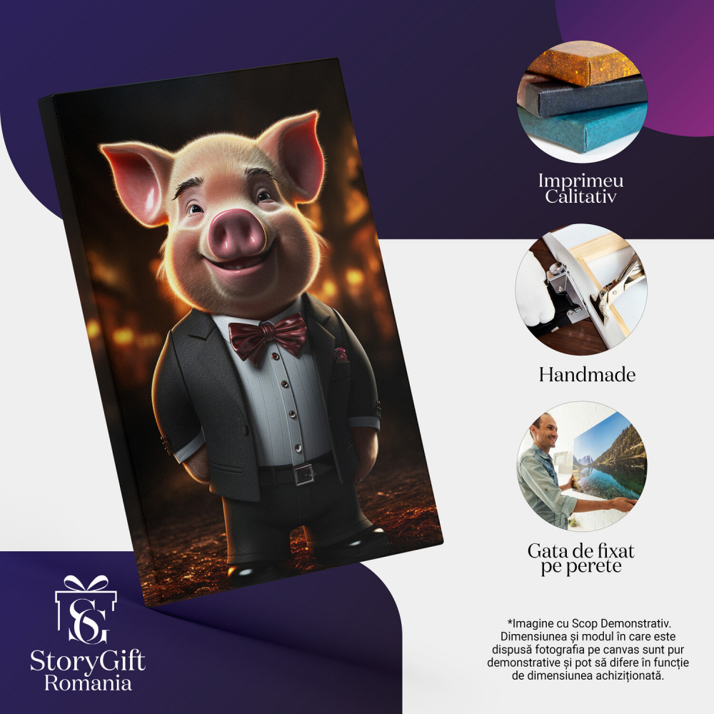 Tablou Canvas - Purceluș Animat Elegant în Oraș, Marime 40x25CM [2]