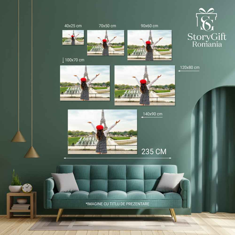 Tânără Explorând Paris: Turnul Eiffel în Fundal, Marime 40x25CM [4]
