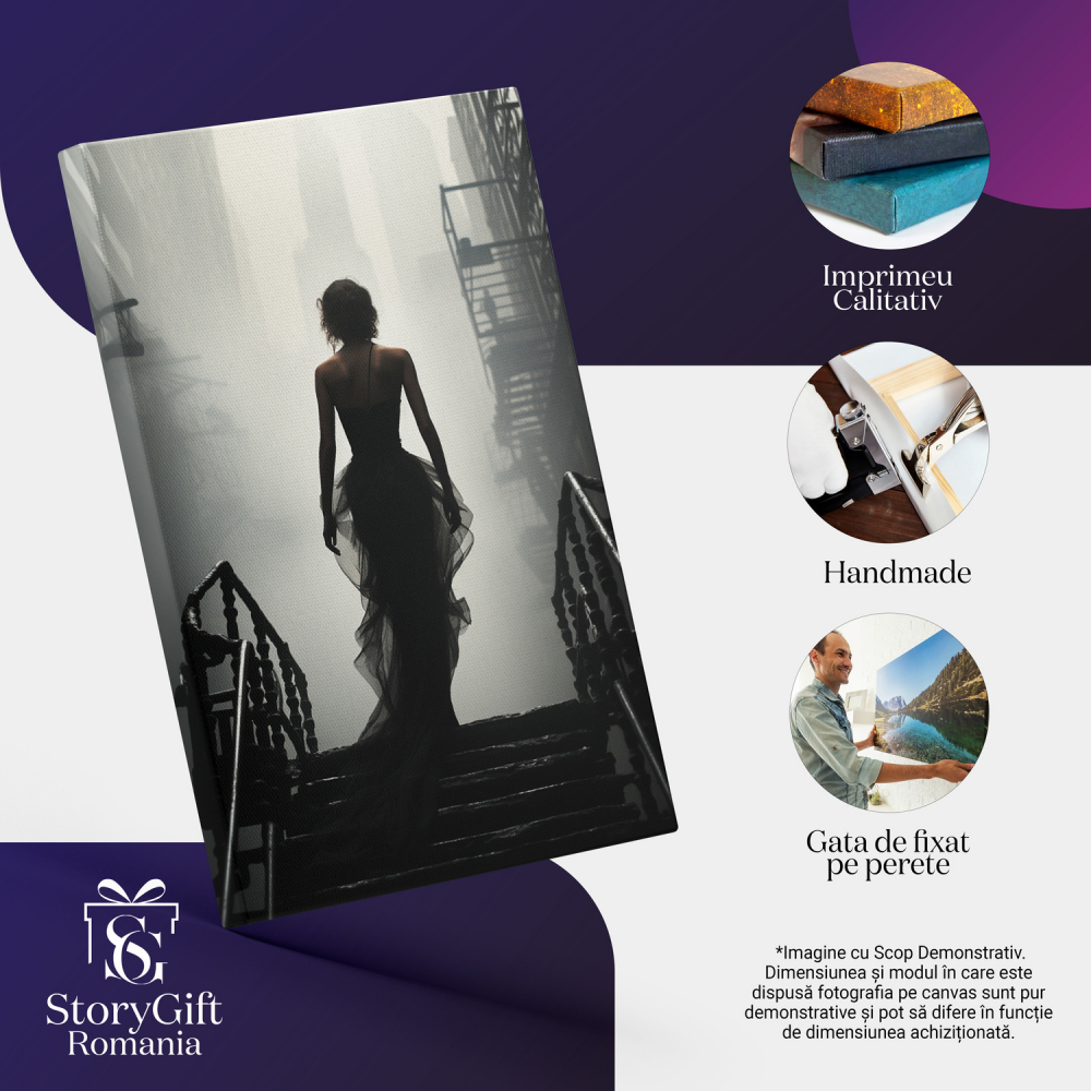 Tablou Canvas - Țara Visurilor - Iluminat de Fundal în Negru și Alb, Marime 40x25CM [2]