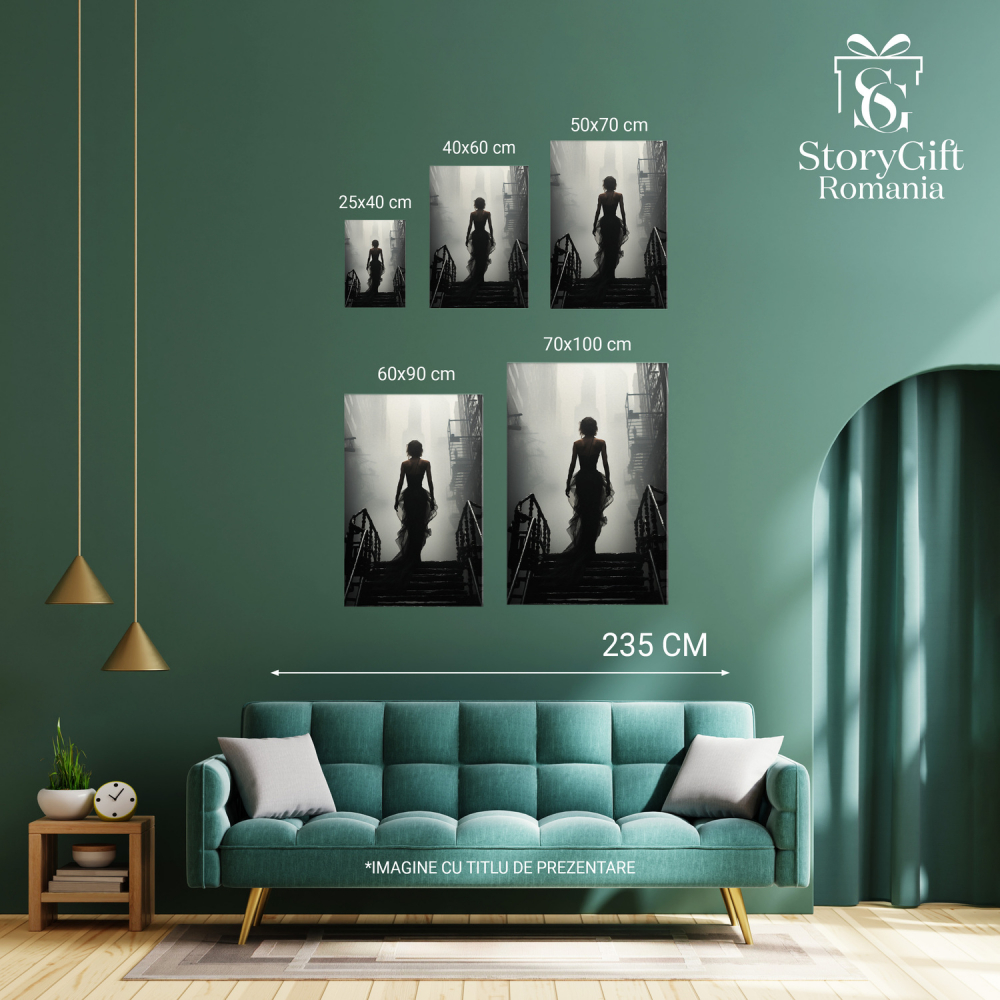 Tablou Canvas - Țara Visurilor - Iluminat de Fundal în Negru și Alb, Marime 40x25CM [3]