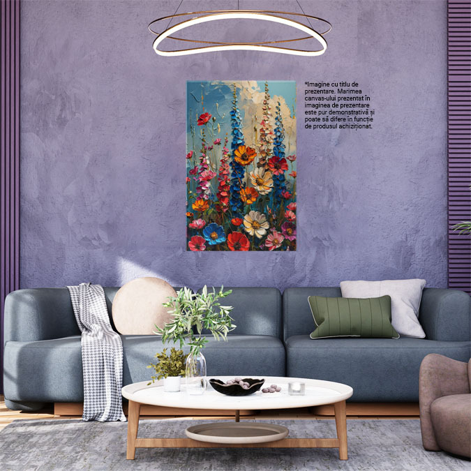 Tablou Canvas  The Freshest and Most Beautiful Flowers Pictate Frumos pe un Fundal cu Cer Luminos , Pictura Digitala 40x25CM [2]