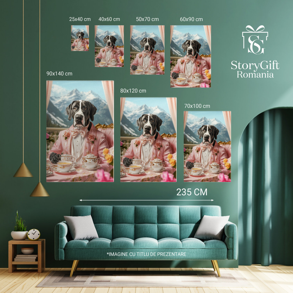 Tablou Canvas Personalizat Timpul Ceaiului cu Regele în Costum Roz Pudră
Marime 40x25CM [6]