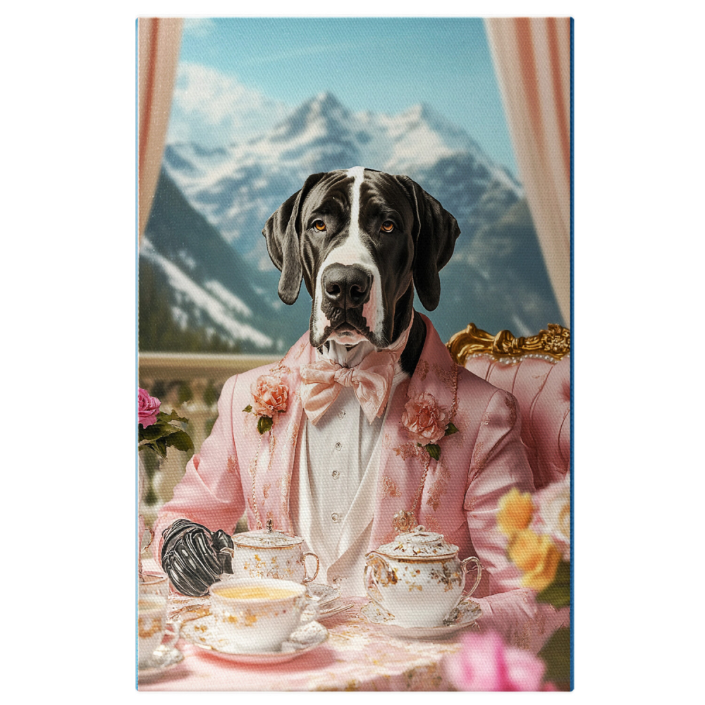 Tablou Canvas Personalizat Timpul Ceaiului cu Regele în Costum Roz Pudră
Marime 40x25CM [1]