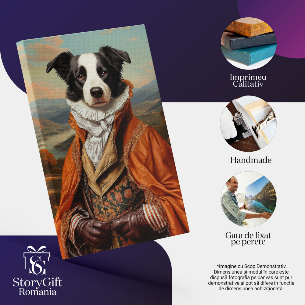  Tablou Canvas Personalizat Ținută Aristrocrată Cu Guler Alb Și Căpă Roșie Pe DealMarime 100x70CM [4]