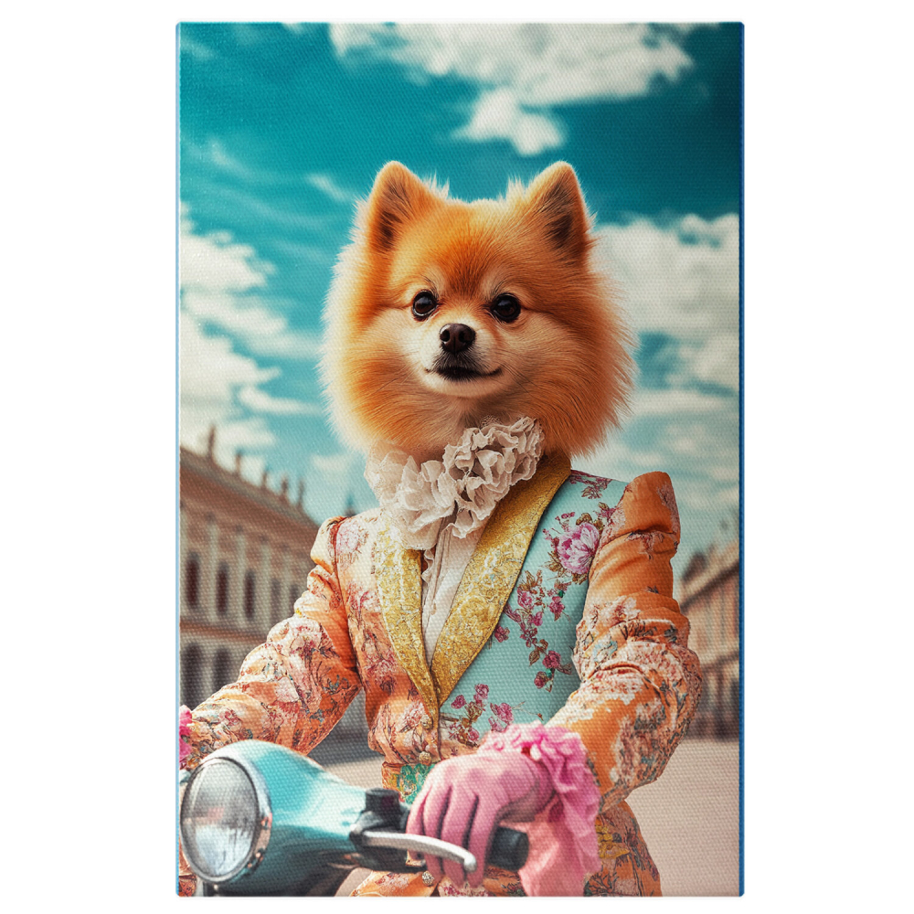  Tablou Canvas Personalizat Regal Pe Scuter În Europa Cu Guler RuffMarime 40x25CM [1]