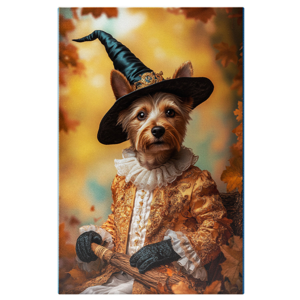  Tablou Canvas Personalizat Vrajitoare De Halloween Cu Costum Portocaliu Și Guler RuffMarime 40x25CM [1]