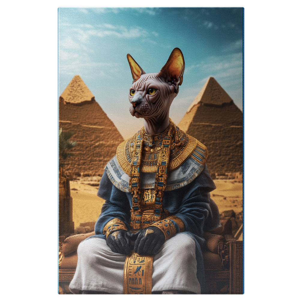 Tablou Canvas Personalizat - Animal în Ținută de Faraon cu Piramide
Marime 40x25CM [1]